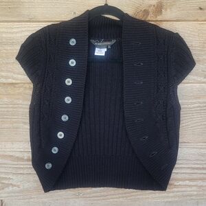 BCBG Max Azria Black Wool Shrug Cardigan Size Small